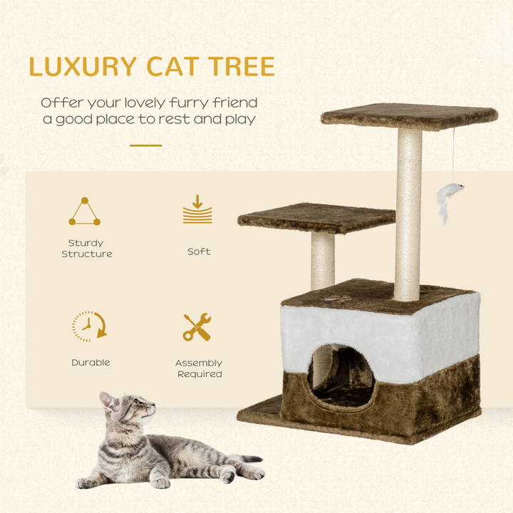 Deluxe Cat Tree with Sisal Scratching Posts, Cozy Perches & Toy - Pawhut