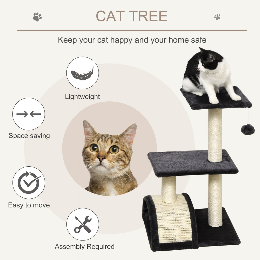 Ultimate Cat Tree with Scratching Posts & Hanging Ball - Grey Pawhut