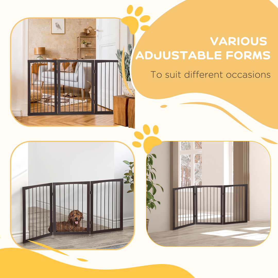 Folding Pet Gate Dog Fence Child Safety Indoor Durable Free Standing Pine Wood