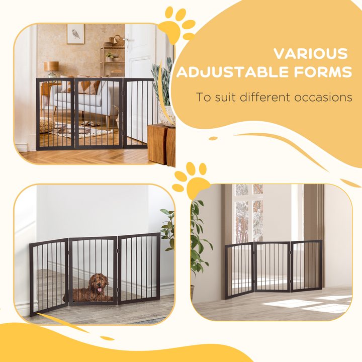 Folding Pet Gate Dog Fence Child Safety Indoor Durable Free Standing Pine Wood