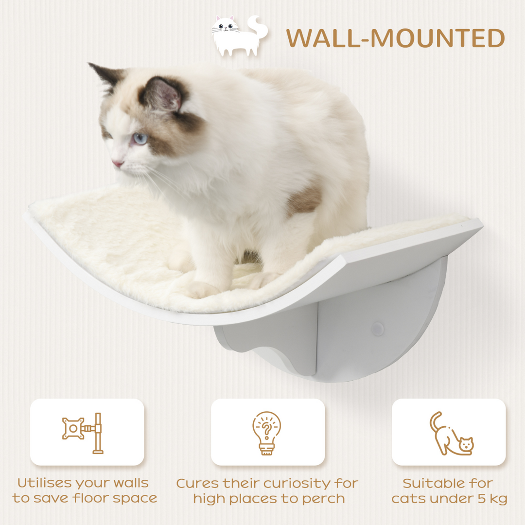 Curved Cat Wall Bed - Cozy MDF Climber with Berber Fleece Comfort