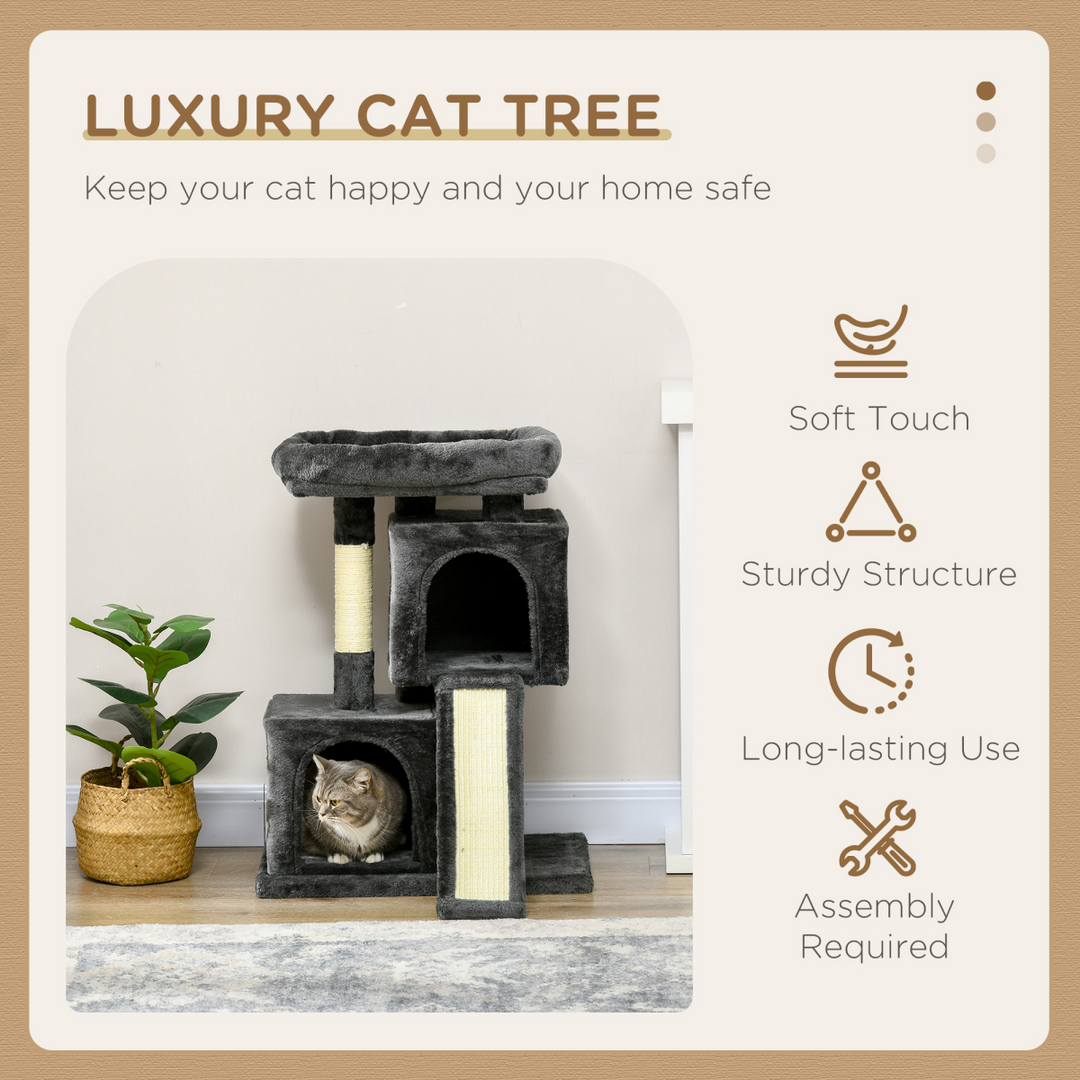 Deluxe Cat Activity Tree with Scratching Posts & Cozy Perches - Black Pawhut