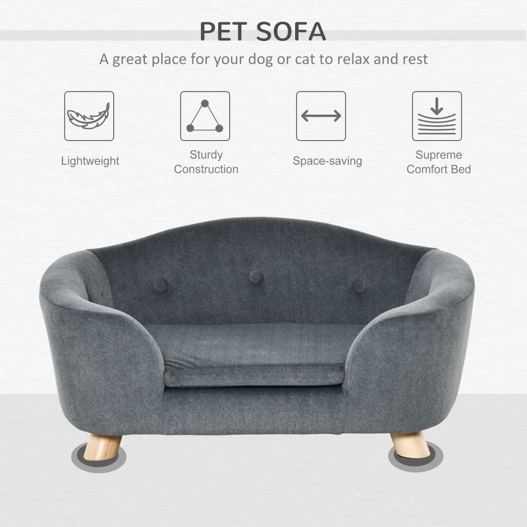 Cozy Grey Pet Sofa for Small Dogs - Plush, Washable, Stylish & Durable