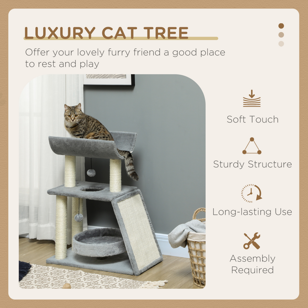 Ultimate Indoor Cat Tree Tower: Scratching Posts, Cozy Pad & Playful Ball!