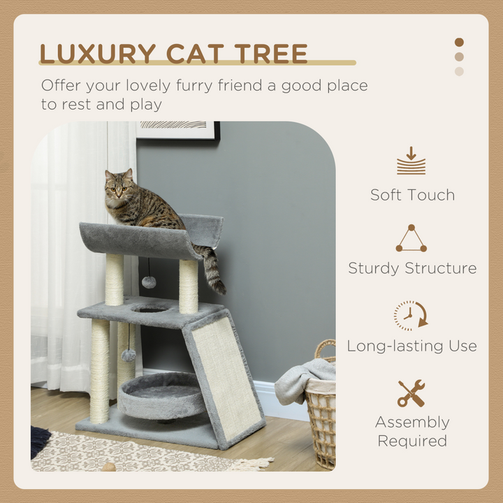 Ultimate Indoor Cat Tree Tower: Scratching Posts, Cozy Pad & Playful Ball!