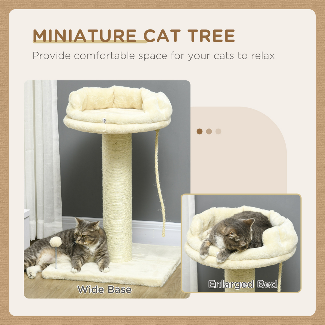 Deluxe Cream Cat Tree: Spacious Bed & Sisal Scratching Post for Indoor Cats
