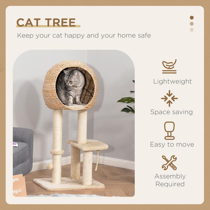 PawHut 100cm Cat Tree Tower: Cozy Condo & Fun Climbing Adventure!