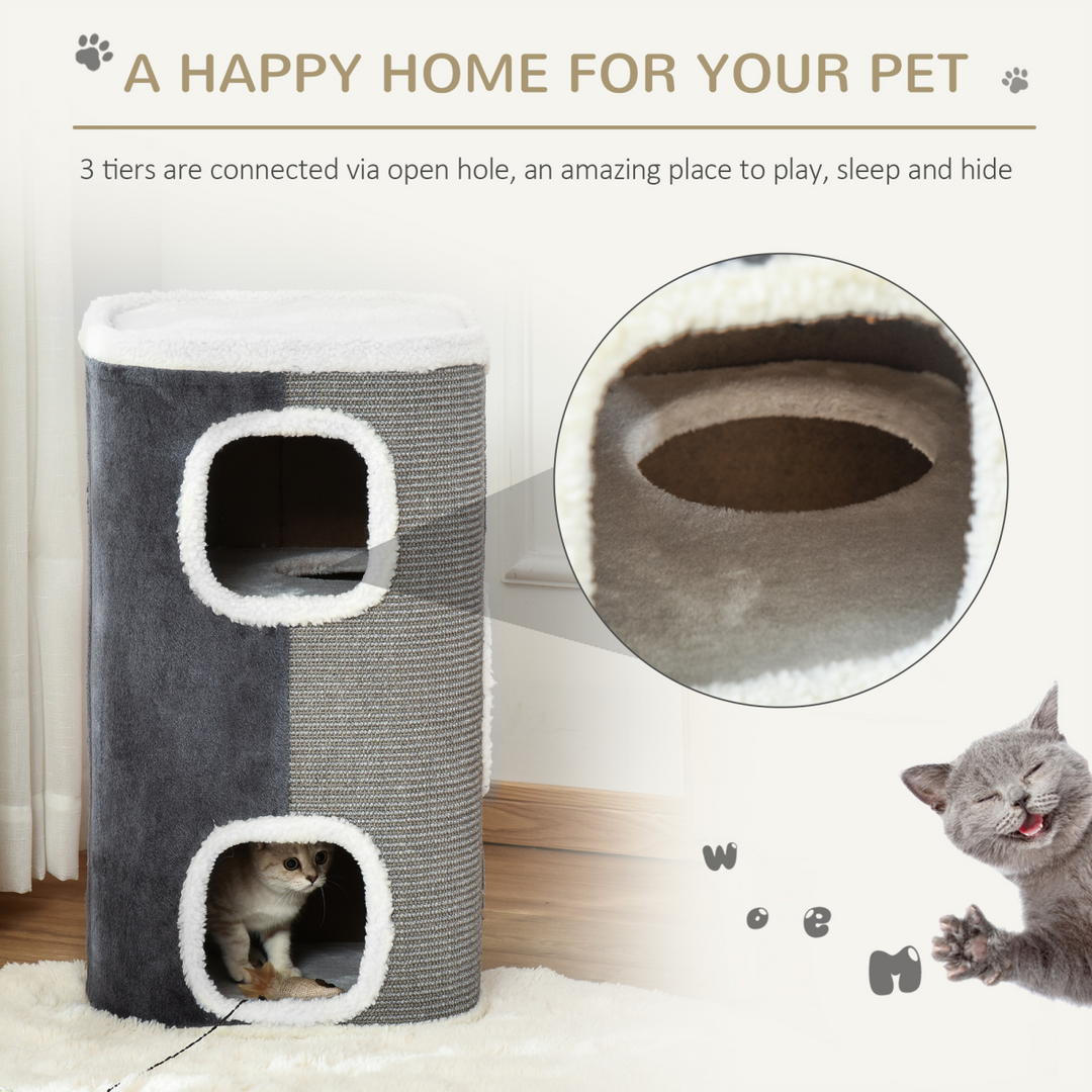 PawHut Cat Barrel Tower: Ultimate Scratching Hub & Cozy Retreat for Kittens