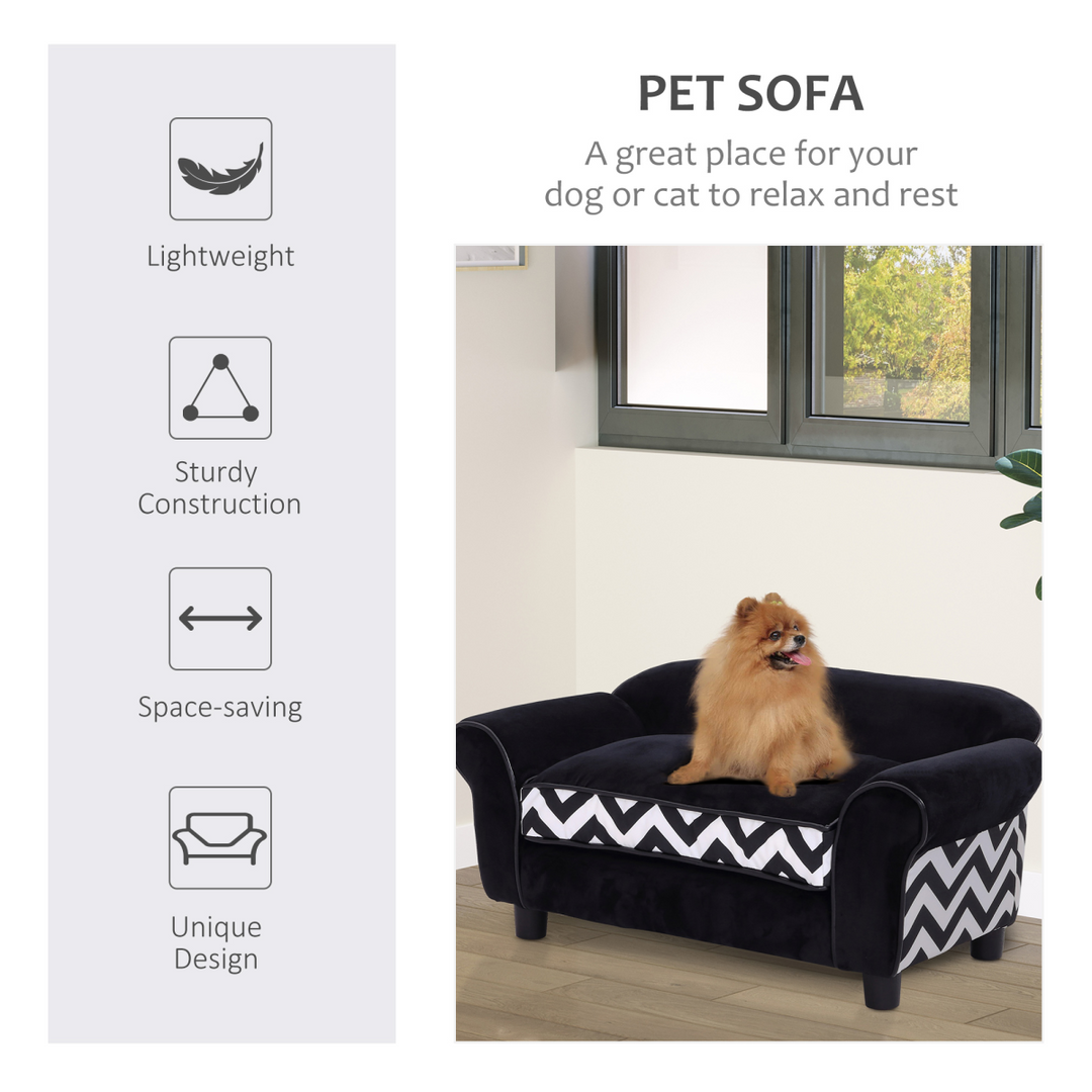 Cozy Black Pet Sofa: Removable Cushion for XS Dogs & Cats - Ultimate Comfort!