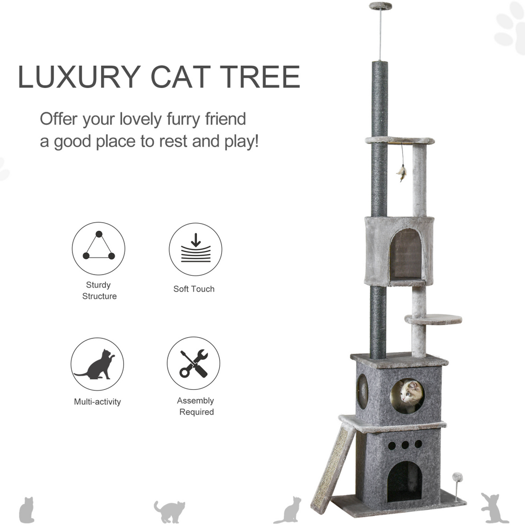 Ultimate Multi-Level Cat Climbing Tower - Floor to Ceiling Activity Center