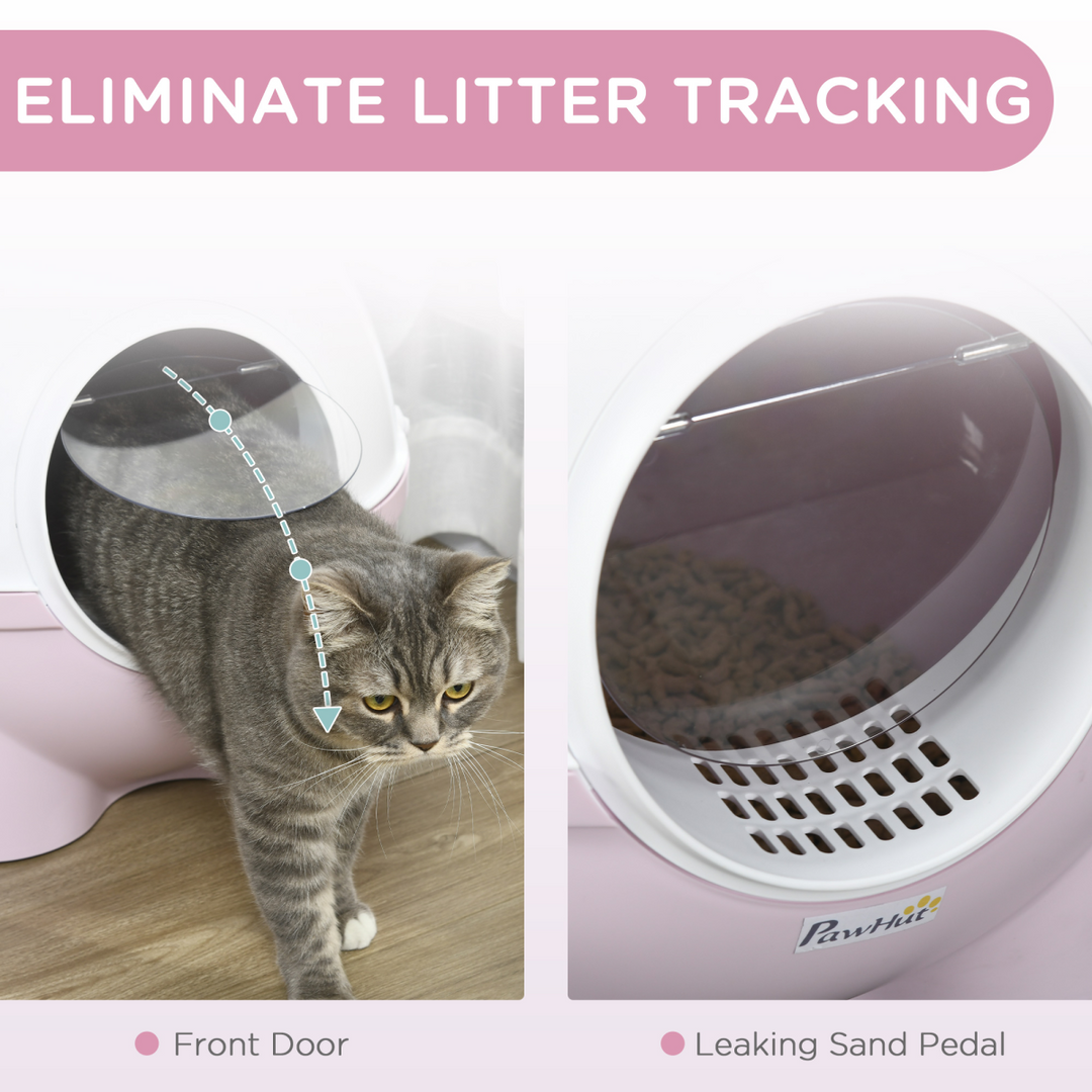 Cozy Cat Privacy Litter Box with Scoop - Stylish Enclosed Design in Pink
