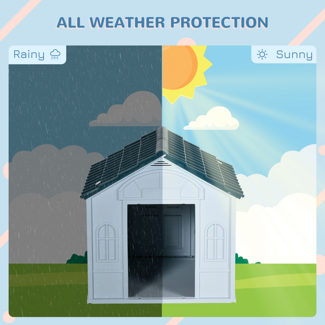PawHut Weather-Resistant Dog House - Spacious Puppy Shelter for Medium Dogs