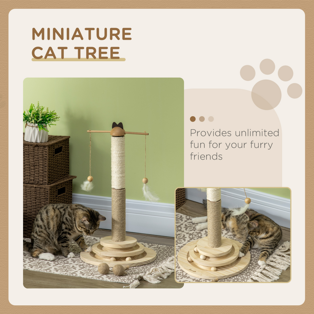 Deluxe 56cm Cat Tree with Interactive Turntable Toy & Durable Scratching Post