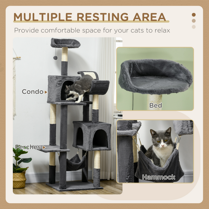 Ultimate PawHut 177cm Cat Tree: Modern Indoor Adventure with Hammock & Scratching Post