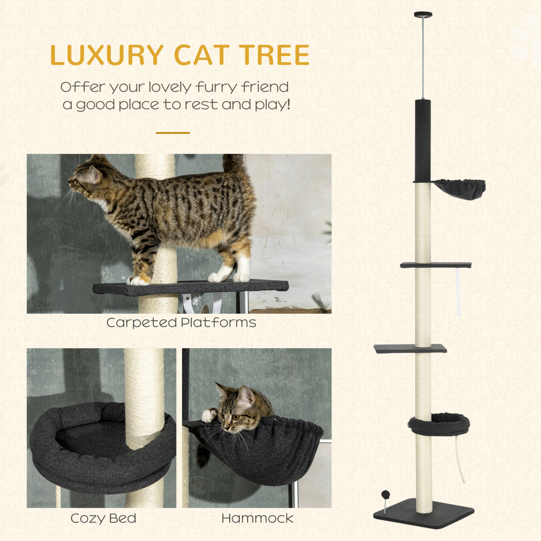 PawHut Adjustable Cat Tree: Ultimate Climbing Playground & Cozy Retreat