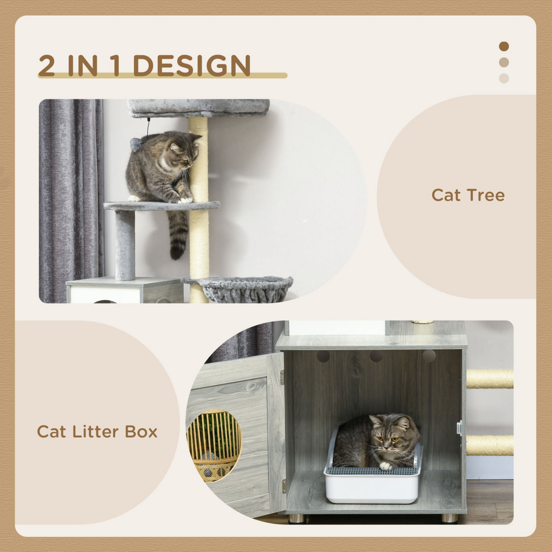 Ultimate PawHut Cat Litter Box Enclosure with Cozy Retreat & Scratching Posts