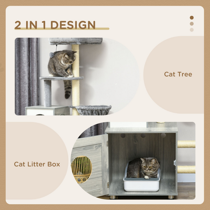 Ultimate PawHut Cat Litter Box Enclosure with Cozy Retreat & Scratching Posts