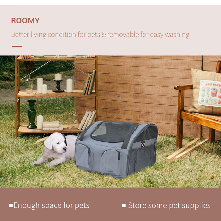 PawHut Foldable Pet Carrier Bag, Portable Travel Cage with Mesh Windows – Grey