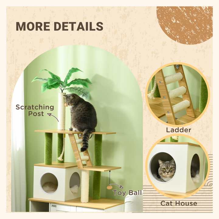 🌿 PawHut 2-in-1 Cat Tree & Hidden Litter Box – Stylish Indoor Oasis