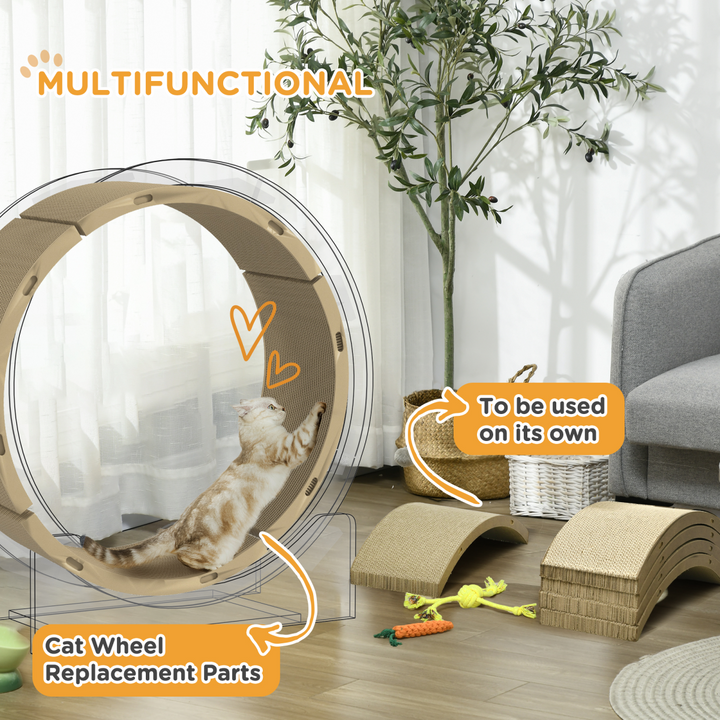 PawHut 4-Piece Reversible Cat Scratch Pads – Curved Cardboard Cat Scratcher Set for Play, Exercise & Treadmill Replacement