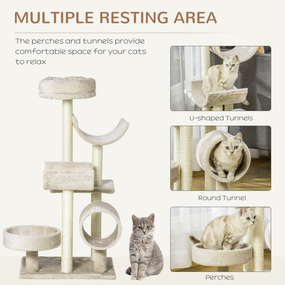 Ultimate Cat Oasis: Multi-Level Scratching Post & Play Tower in Beige