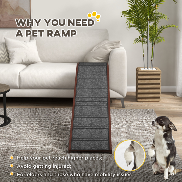 Pet Ramp with Anti-Slip Carpet for Easy Access to Beds & Sofas – PawHut