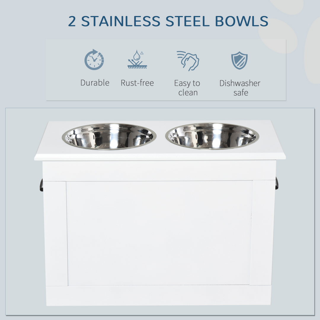 Raised Dog Bowls w/ Storage Function Stainless Steel Bowl Elevated Base Pawhut