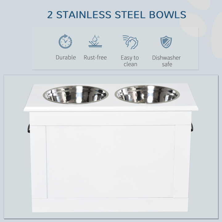 Raised Dog Bowls w/ Storage Function Stainless Steel Bowl Elevated Base Pawhut