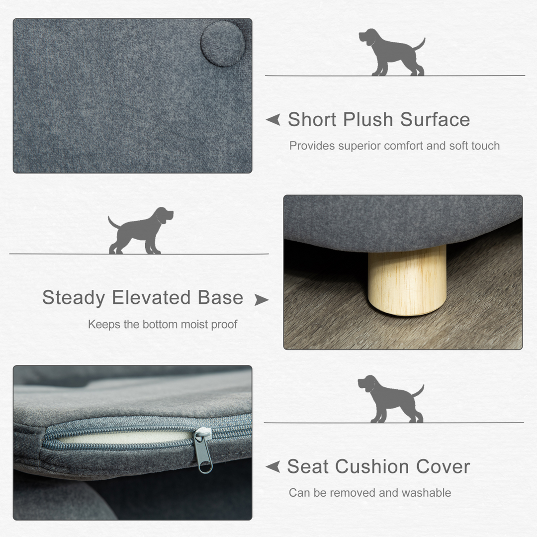 Cozy Grey Pet Sofa for Small Dogs - Plush, Washable, Stylish & Durable