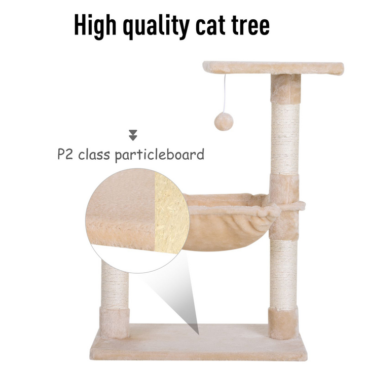 Deluxe Two-Tier Cat Activity Tower with Scratch Posts & Hammock - Cozy Play Space