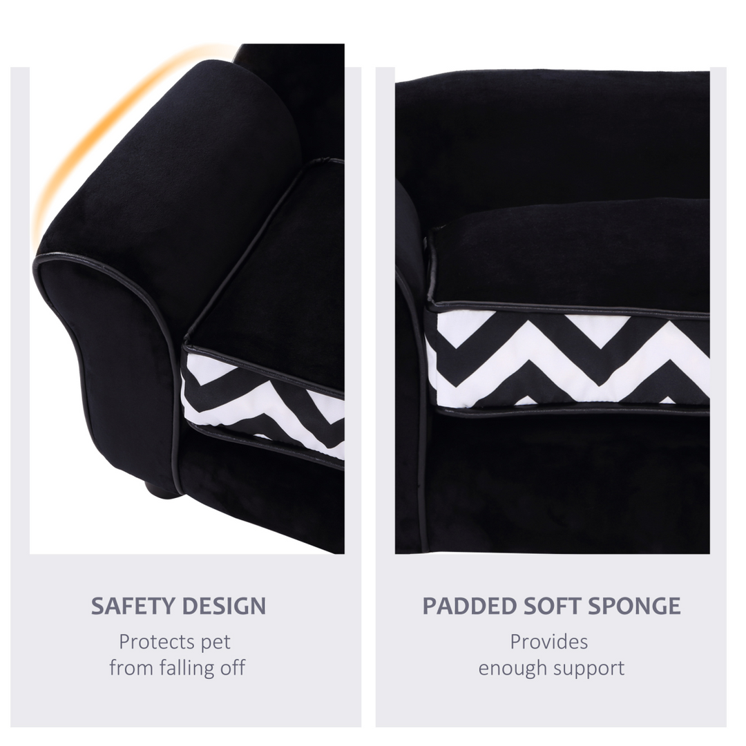 Cozy Black Pet Sofa: Removable Cushion for XS Dogs & Cats - Ultimate Comfort!