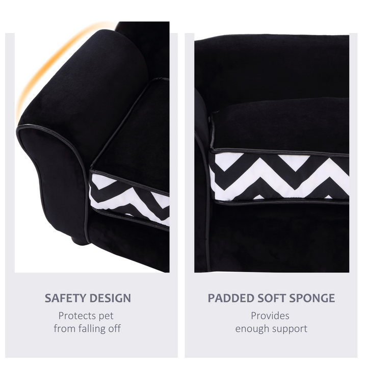 Cozy Black Pet Sofa: Removable Cushion for XS Dogs & Cats - Ultimate Comfort!