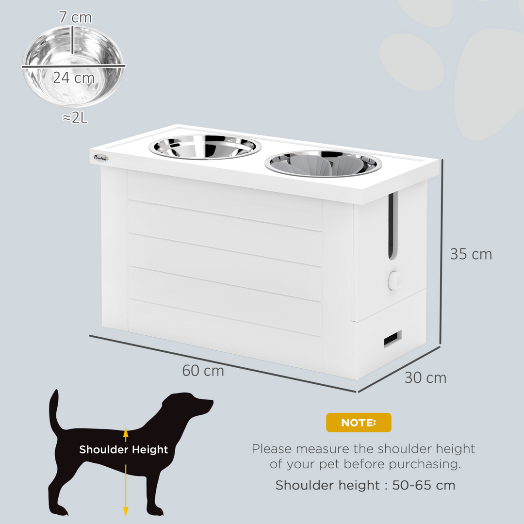 PawHut Raised Dog Bowls with Slow Feeder Mat & Semi-Auto Dispenser Function
