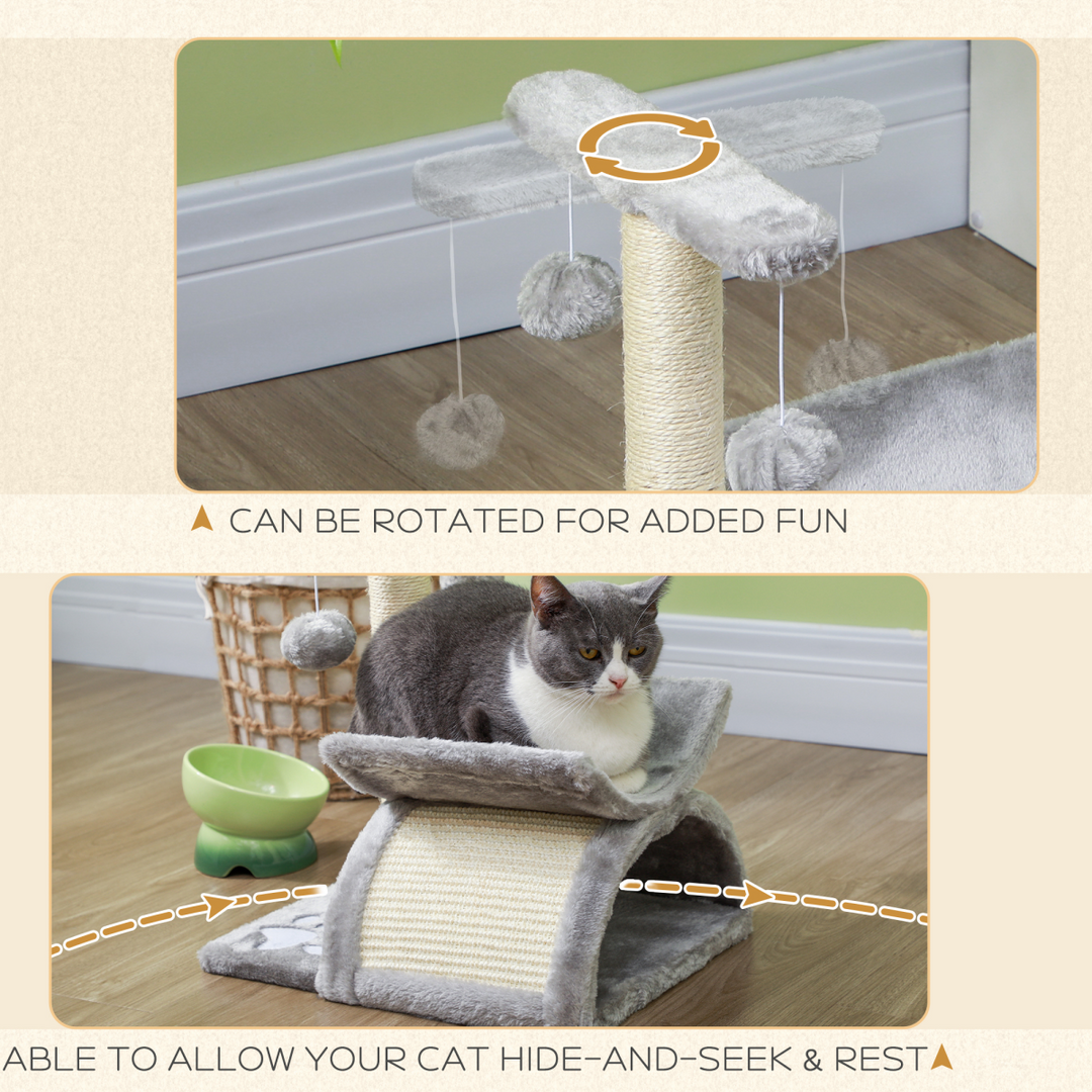 Deluxe Cat Activity Tree: Plush Scratching Post with Tunnel & Dangling Toys