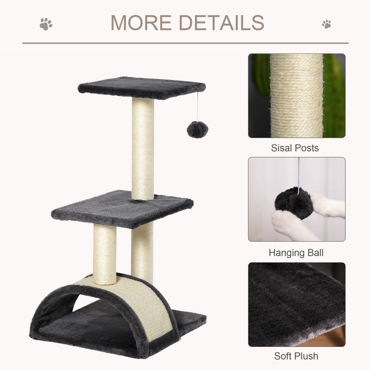 Ultimate Cat Tree with Scratching Posts & Hanging Ball - Grey Pawhut