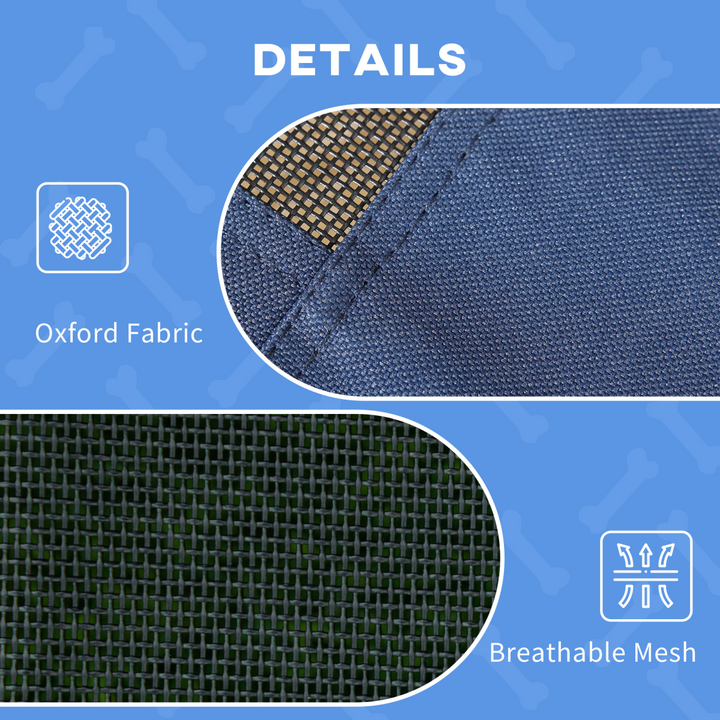 PawHut 122cm Elevated Dog Bed Cooling Raised Pet Cot UV Protection Canopy Blue