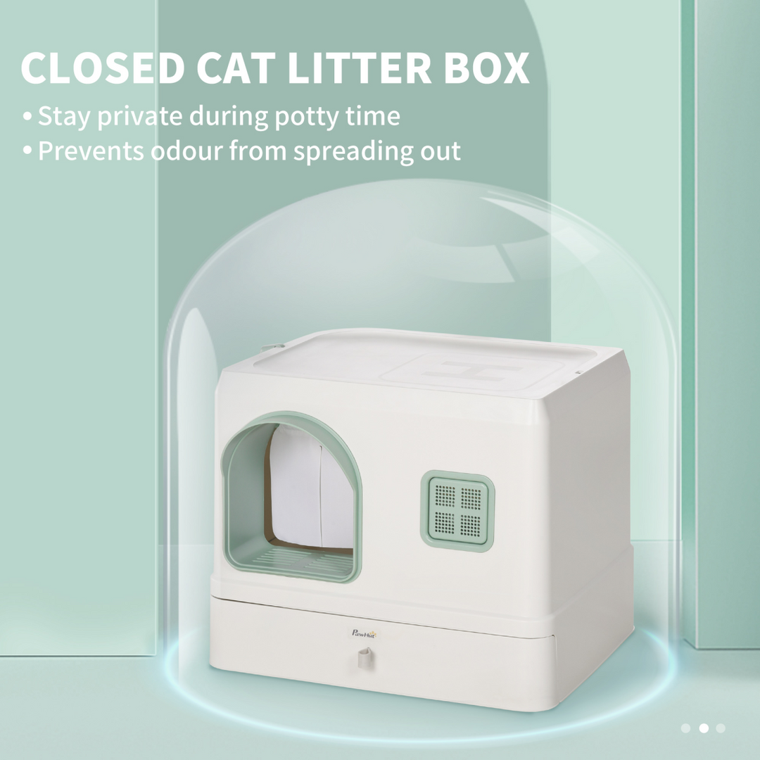 Privacy Plus: Hooded Cat Litter Box with Drawer, Scoop & Odor Control
