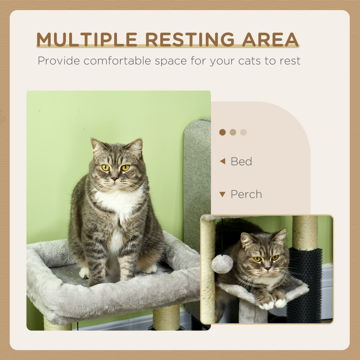PawHut Deluxe Cat Tree: Cozy Bed, Fun Perch, Scratching Posts & Groomer!