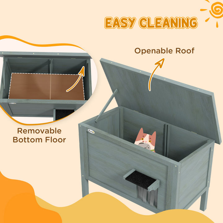 CozyFeline Insulated Outdoor Cat House with Openable Roof - Charcoal Grey