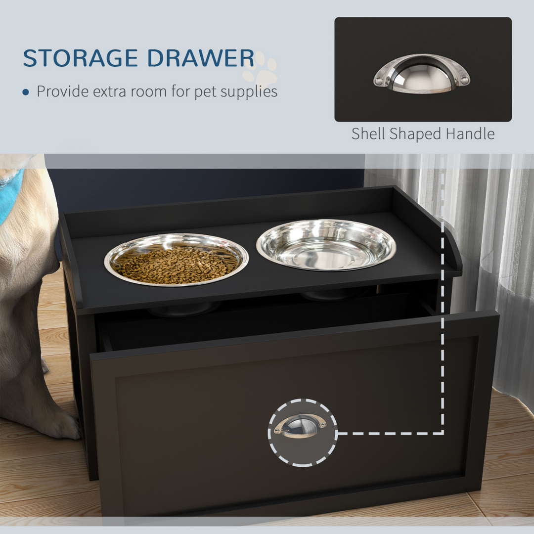 PawHut Stainless Steel Raised Dog Bowl w/ 21L Storage Drawer, for Large Dogs