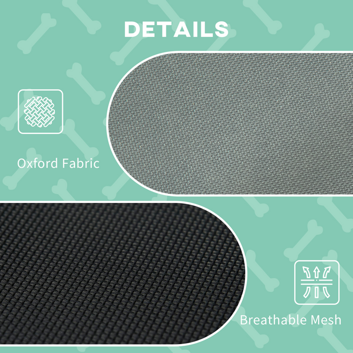 92 cm Elevated Dog Bed Cooling Raised Pet Cot UV Protection Canopy Grey Pawhut