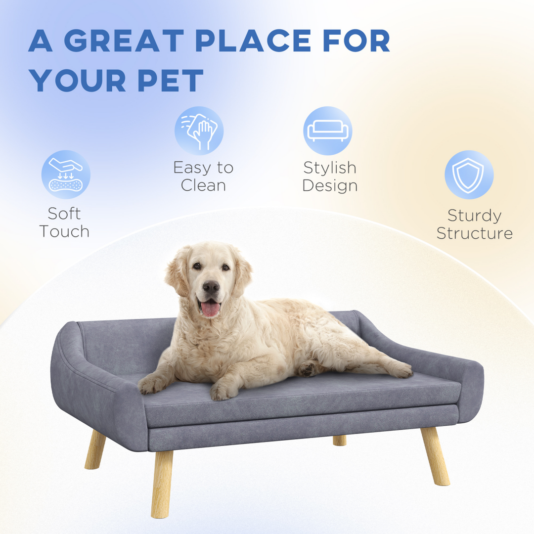Luxury PawHut Dog Sofa Bed with Wooden Frame - Plush, Stylish & Comfortable