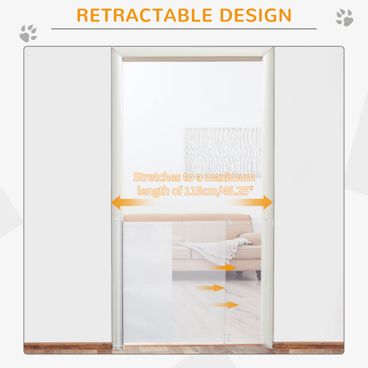 SecurePet Retractable Safety Gate - Versatile Folding Barrier - White