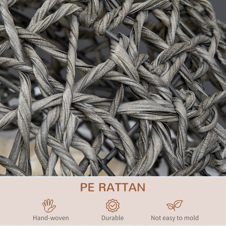PawHut Rattan Elevated Cat House with Cushion – Silver-Tone & Grey (Ø52cm)