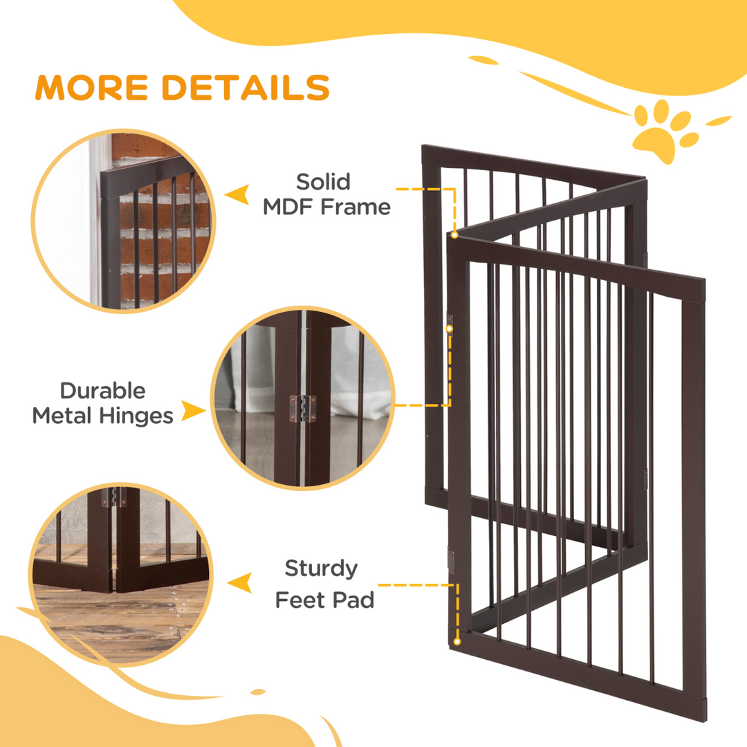 Folding Pet Gate Dog Fence Child Safety Indoor Durable Free Standing Pine Wood