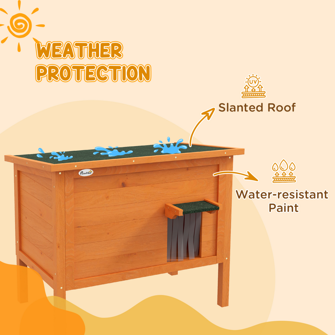 PawHut Insulated Outdoor Cat House with Openable Roof – Orange