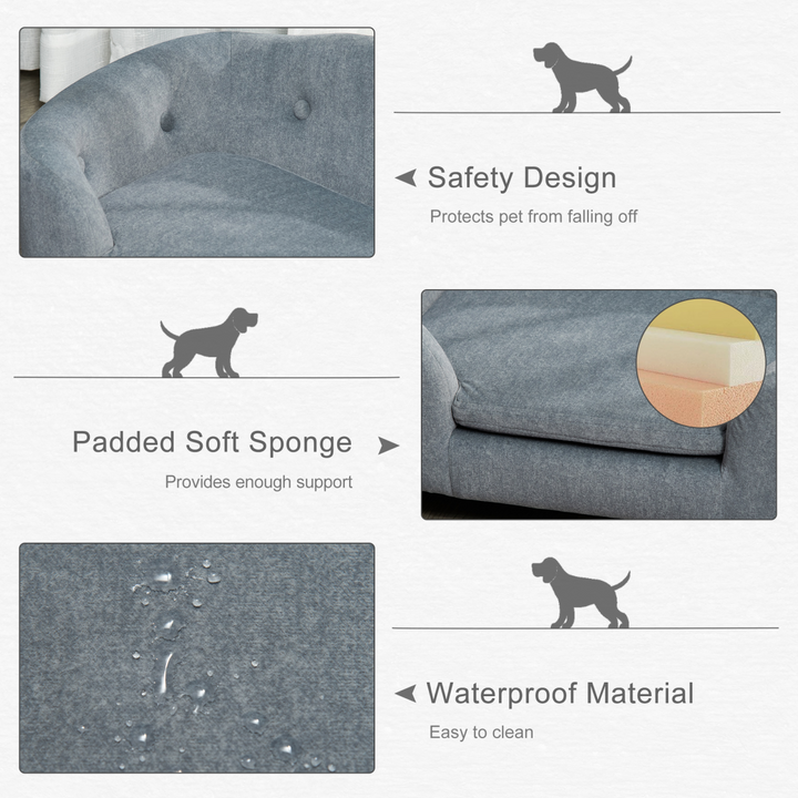 Cozy Grey Pet Sofa for Small Dogs - Plush, Washable, Stylish & Durable