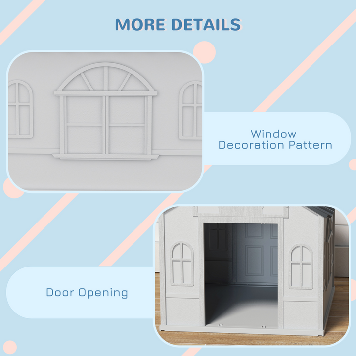 PawHut Grey Weather-Resistant Dog House - Cozy Shelter for Medium Dogs