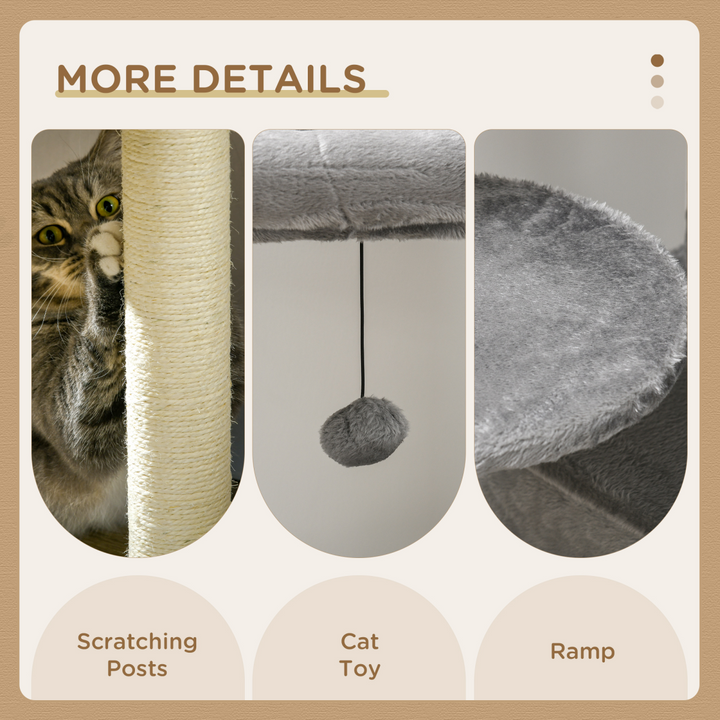 PawHut Ultimate Cat Tree: Climb, Scratch & Play - Cozy Grey Haven!