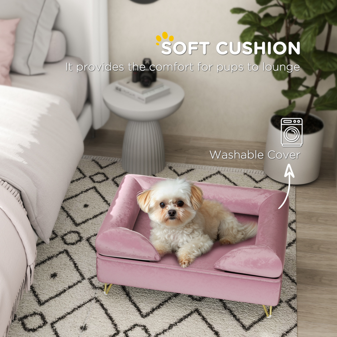 Luxurious PawHut Dog Sofa: Removable Cushion & Washable Cover - Pink